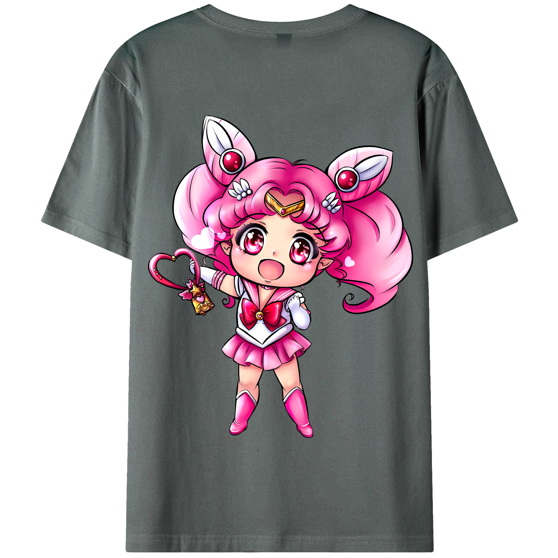（画像用） 美少女戦士セーラームーン ちびうさ Sailor Moon Chibiusa Tsukino Usagi Small Lady Serenity 綿100％半袖Tシャツ（背面プリント）